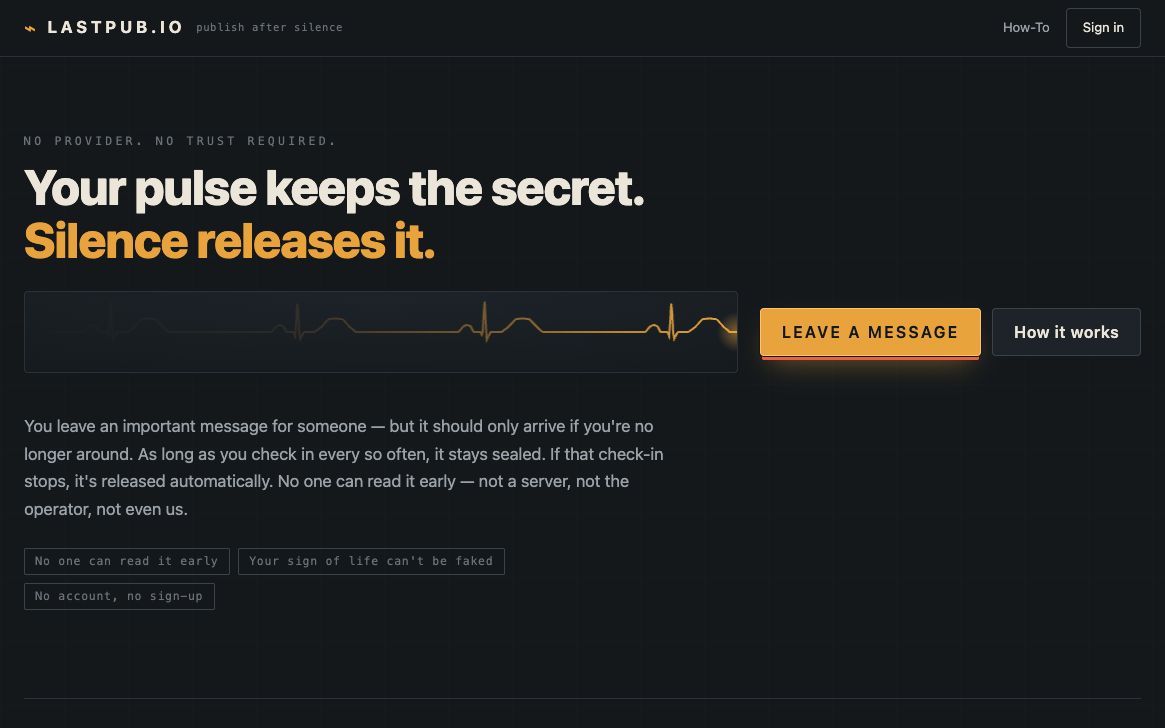 Lastpub encrypted publishing application