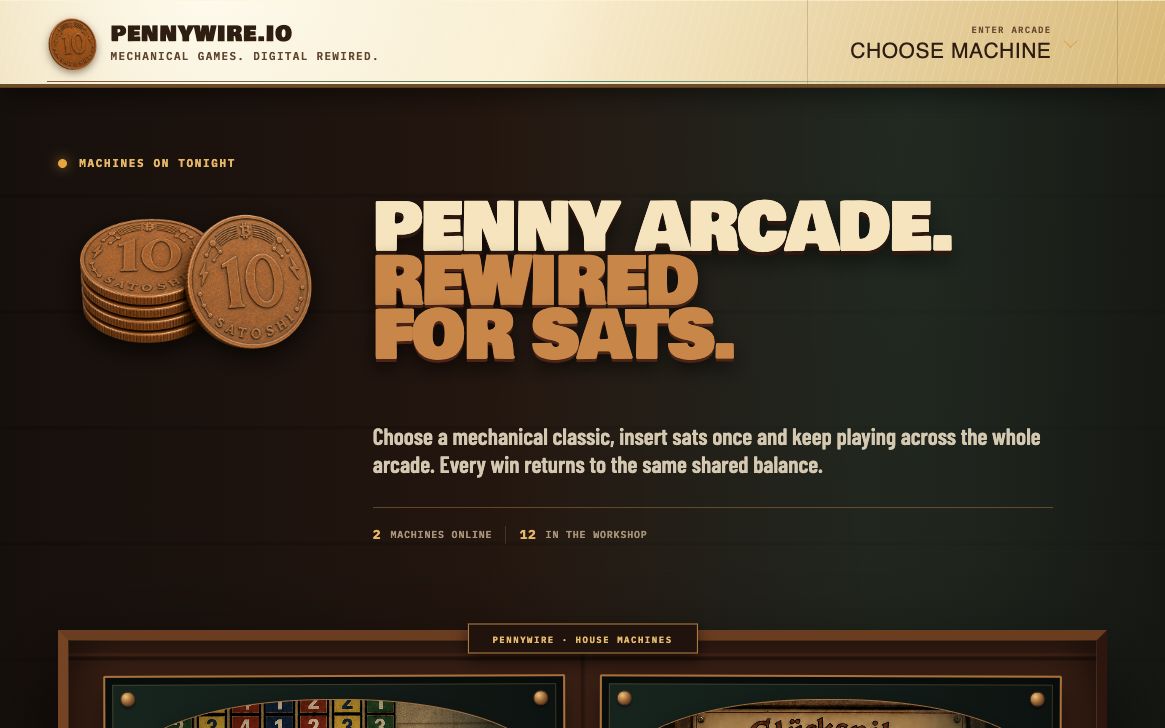 Pennywire arcade and its mechanical-style games